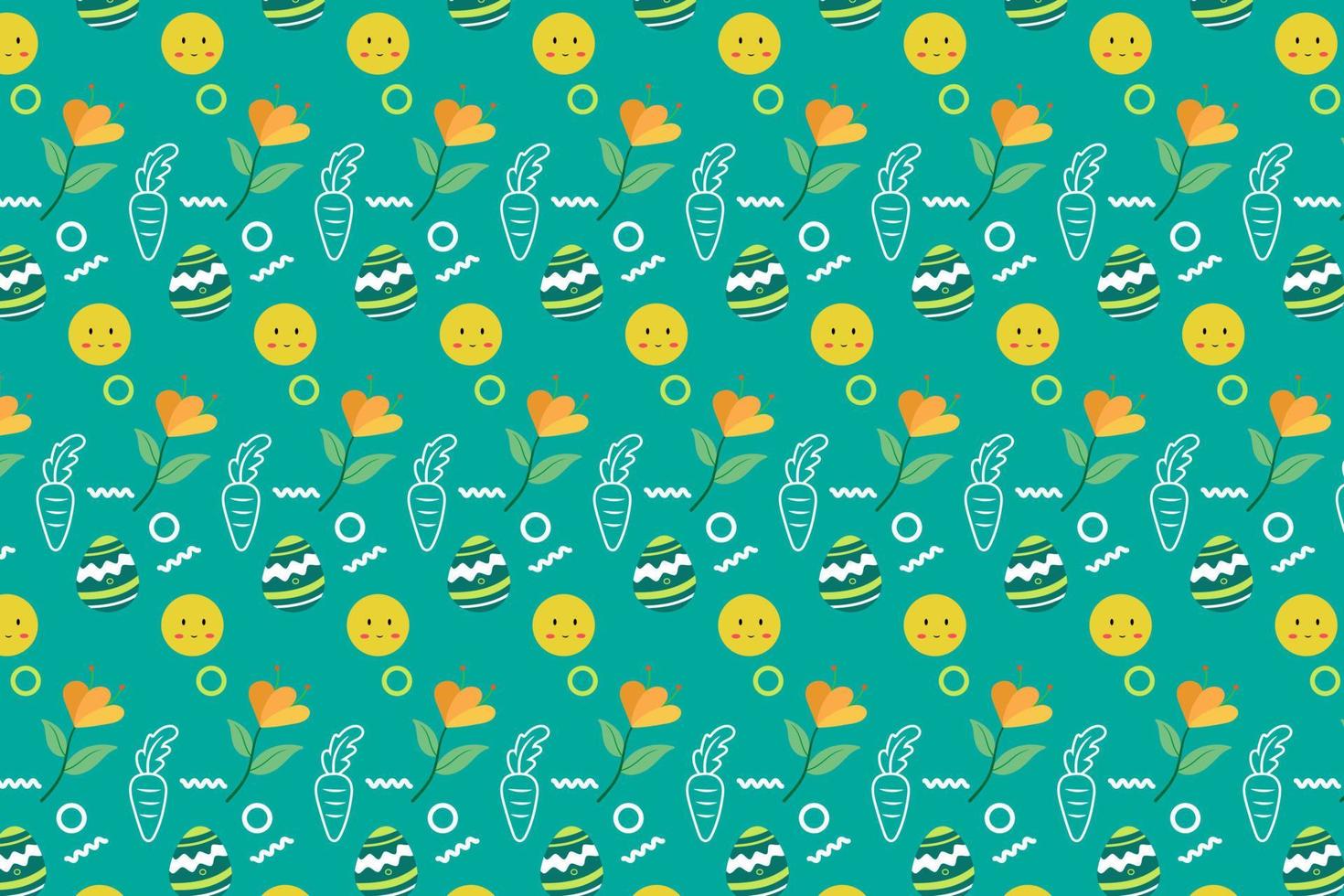 Colorful Easter Wrapping Paper With Cute Bunnies And Eggs Vector