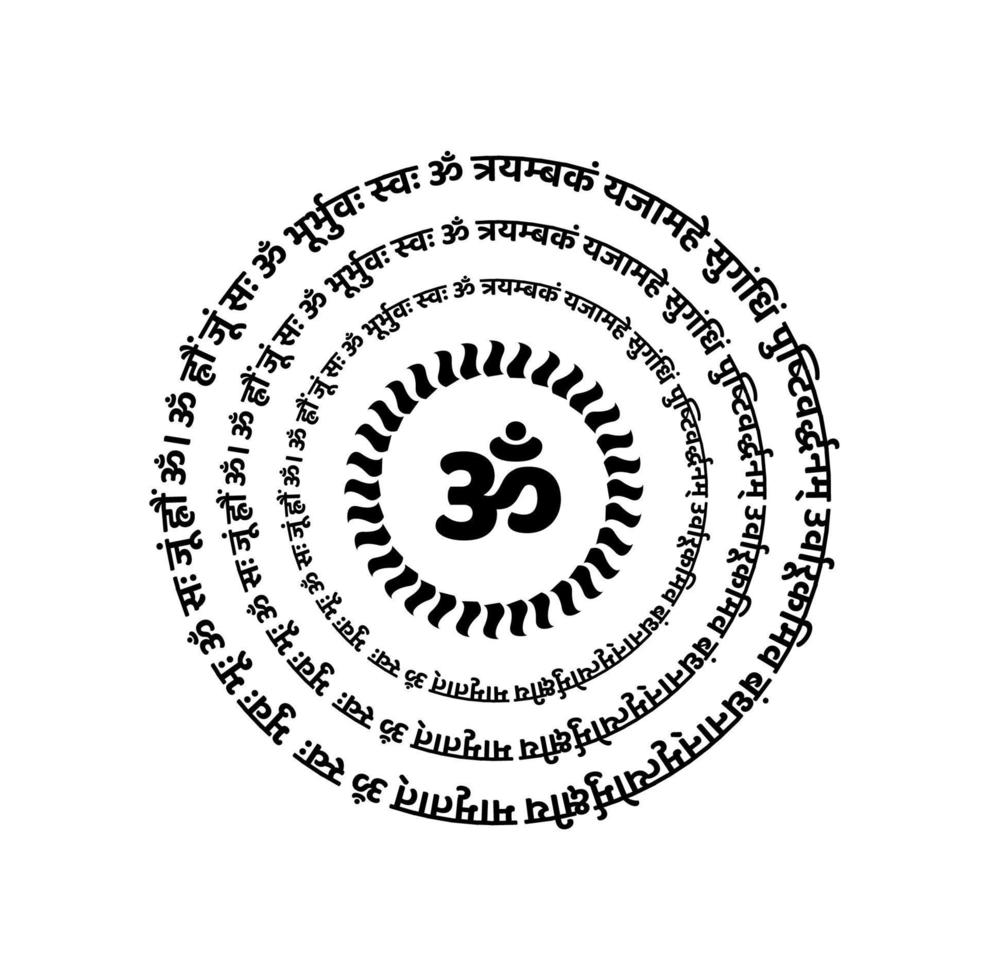 señor de shiva maha mritunjaya mantra en Sanskrit. orar el señor shiva y adorando él mayo nosotros ser liberado desde muerte para el motivo de inmortalidad. vector