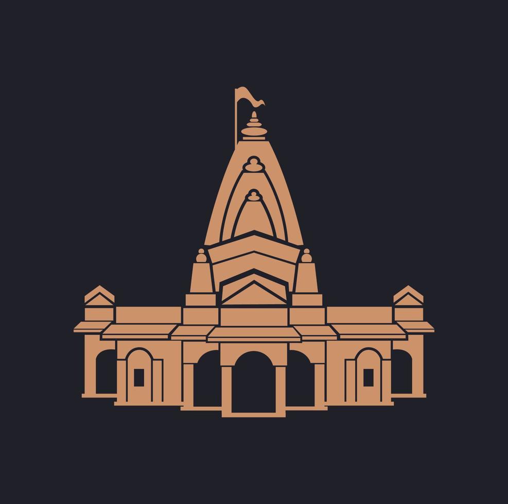 Nageshwar temple lord Shiva temple icon. Nageshwar mandir symbol. vector