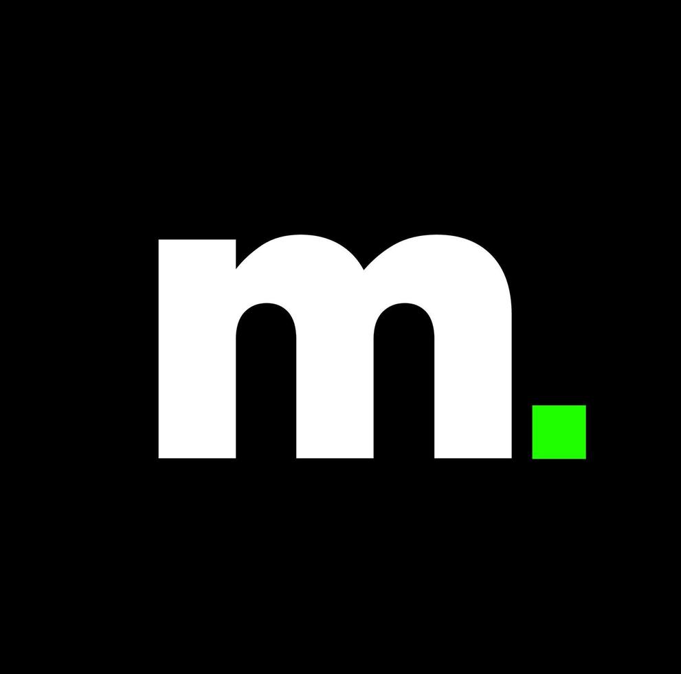 M with green pixel icon. M letter vector icon.