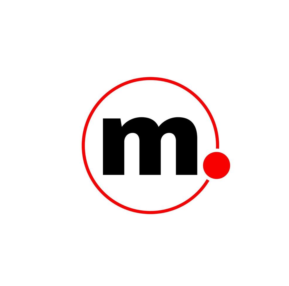 M company name initial letter vector icon. M in red circle vector monogram.