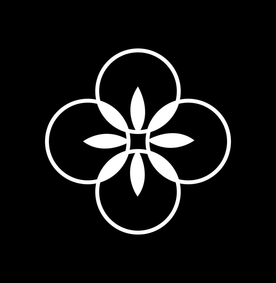 4 circle with a flower icon. four circle flower symbol. vector