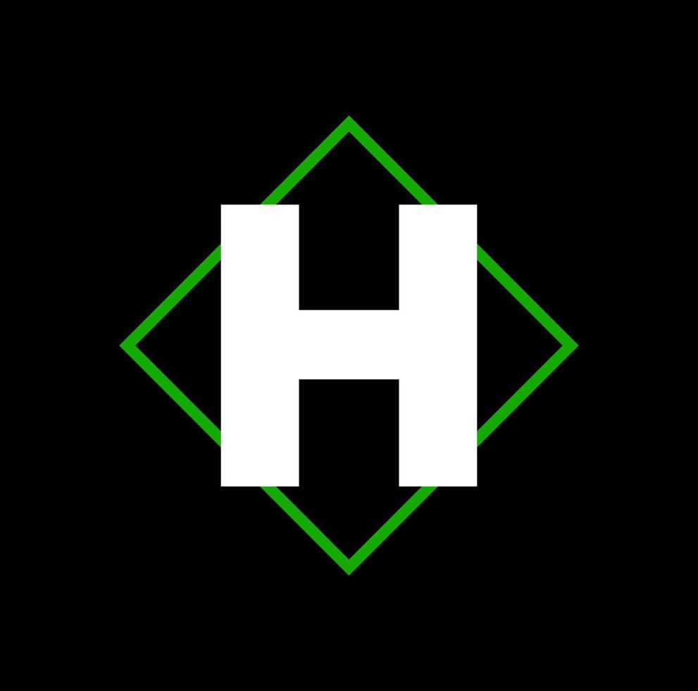 H company name initial letters monogram. H with green square. vector