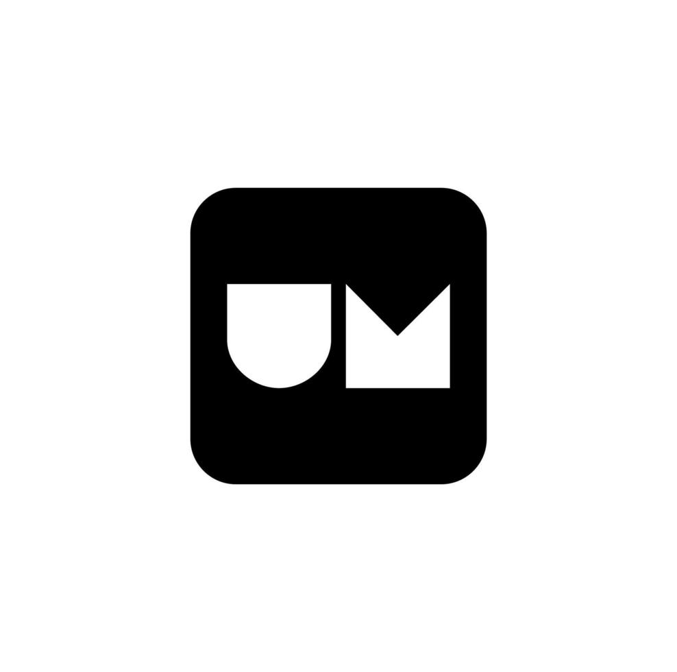 UM letters on black square icon. UM monogram. vector