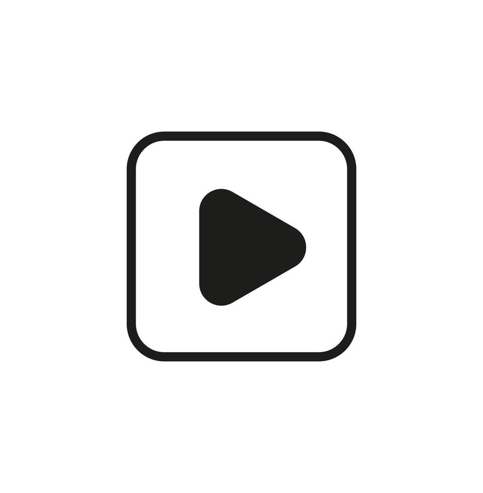 Square play button icon. Play black in white button. vector