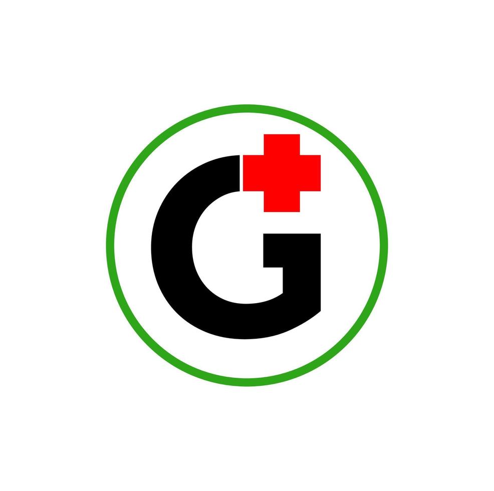 G with a medical plus sign. G plus medical icon. vector