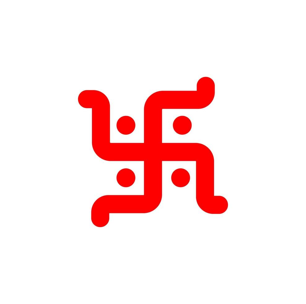 Hindu holy Swastika vector symbol. Red swastika icon.