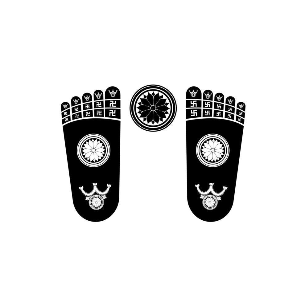 Lord Buddhas footprint with lotus icon. Gautam buddha footprint symbol. vector