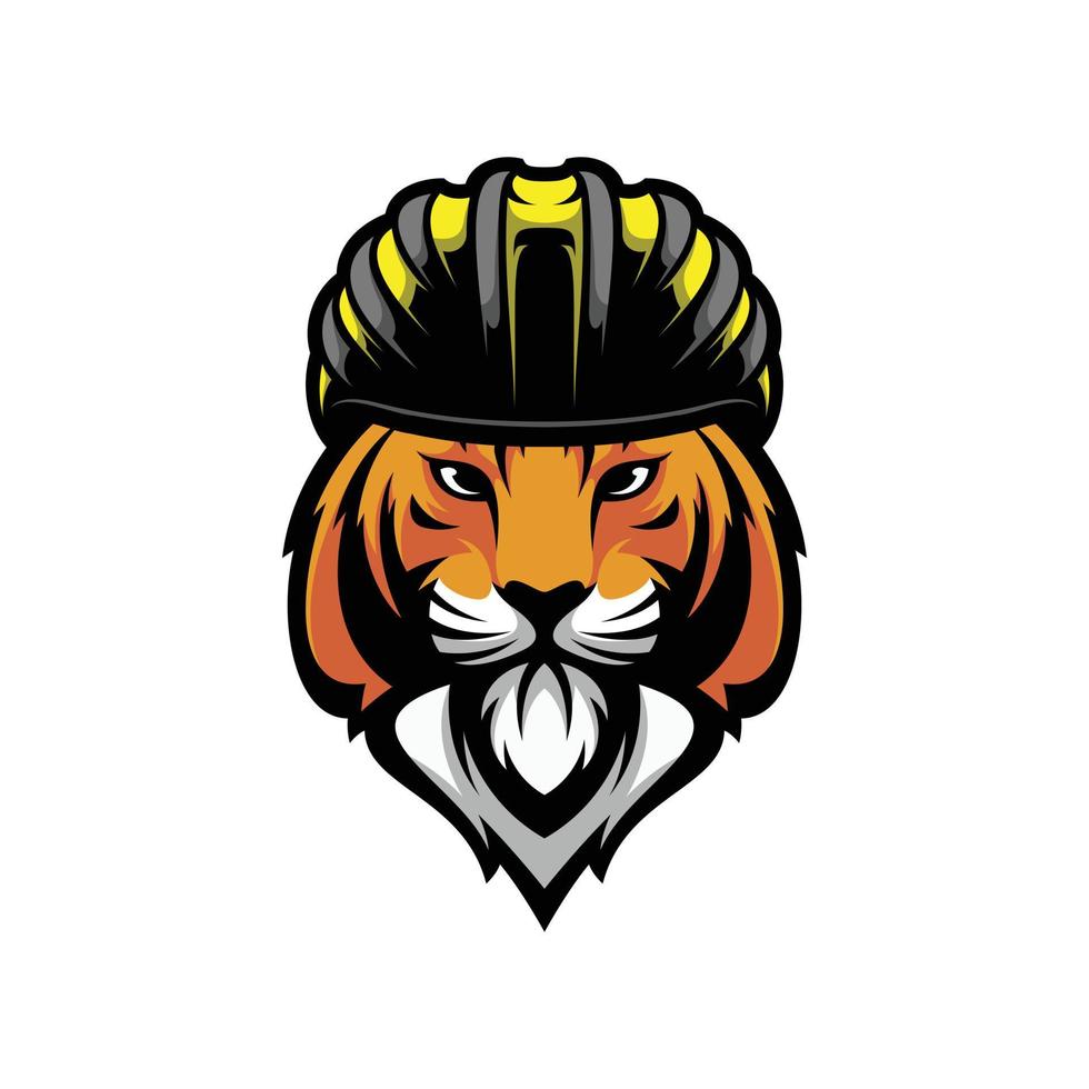 Tiger Bicycle Helmet Mascot Logo Design vector