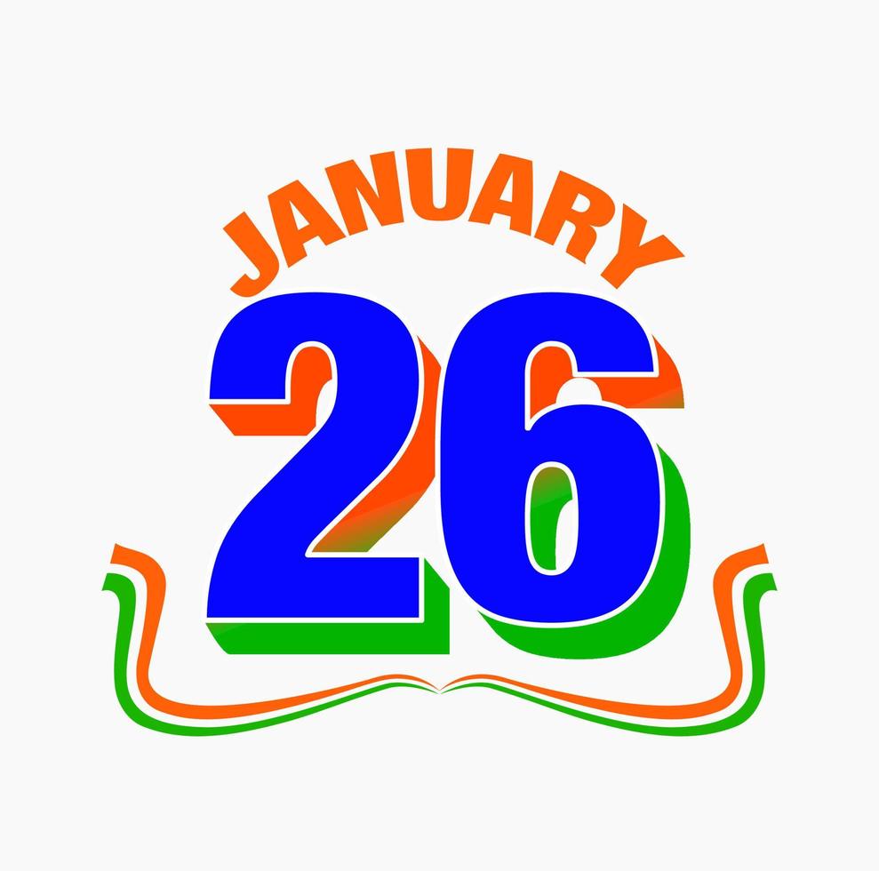 January 26 icon. Happy Republic day of india. 26 number indian flag. vector