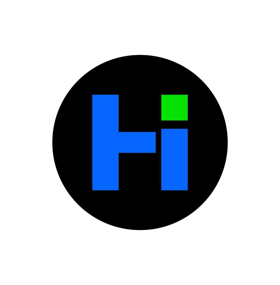HI company logo. HI letters with green dot monogram. vector