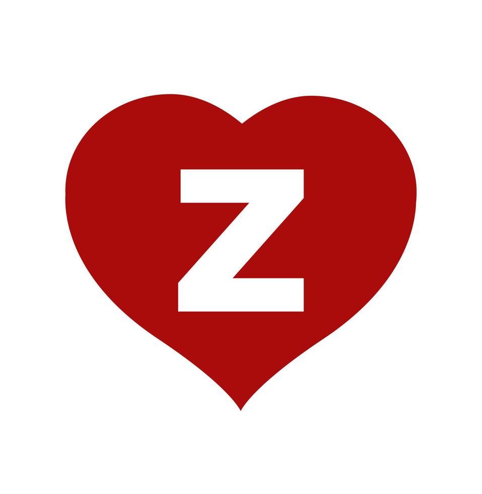 red heart with Z letters icon. Z letter and heart. vector