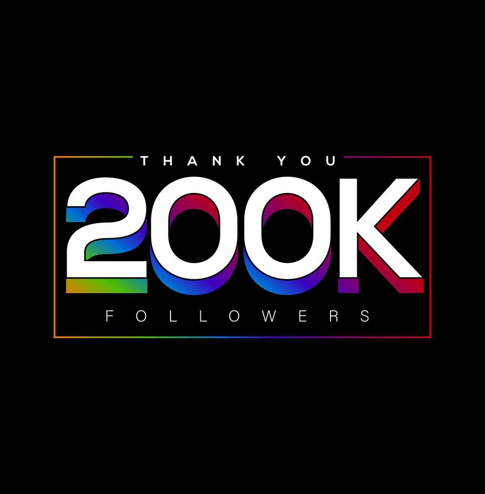 Thank you 200K Followers, Social media post. vector