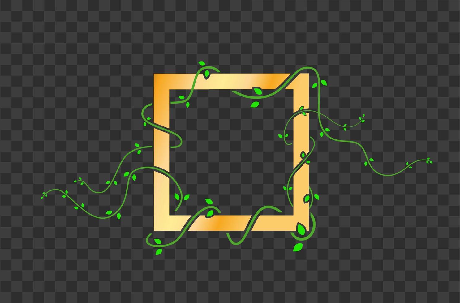 A golden frame with nature leaf png file. vector