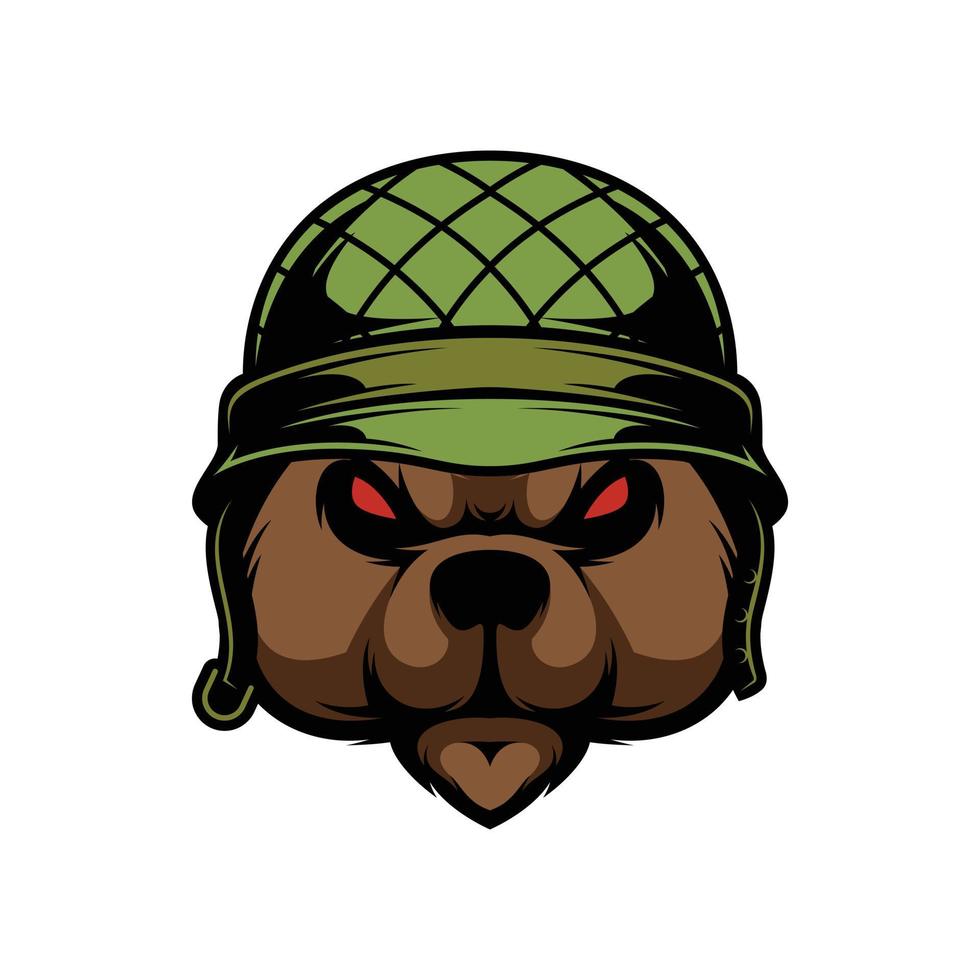 oso soldado mascota diseño vector