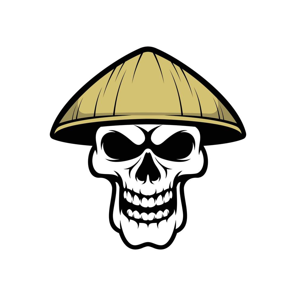 Skull Farmerhat Logo Design Vector