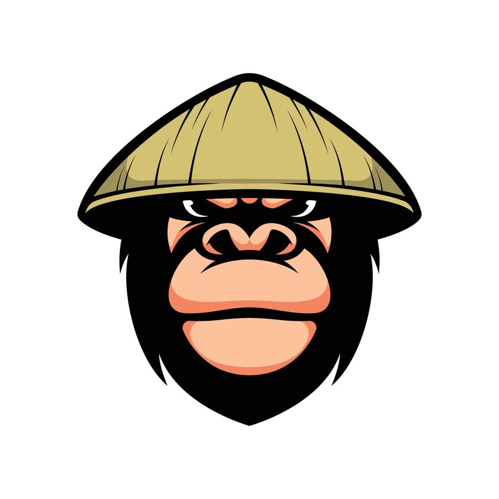 Gorilla Farmerhat Mascot Design Vector