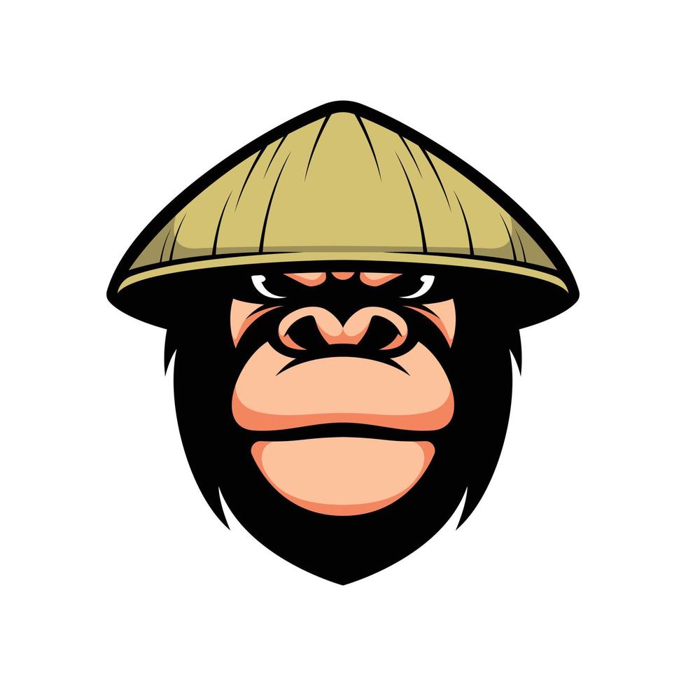 Gorilla Farmerhat Mascot Design Vector