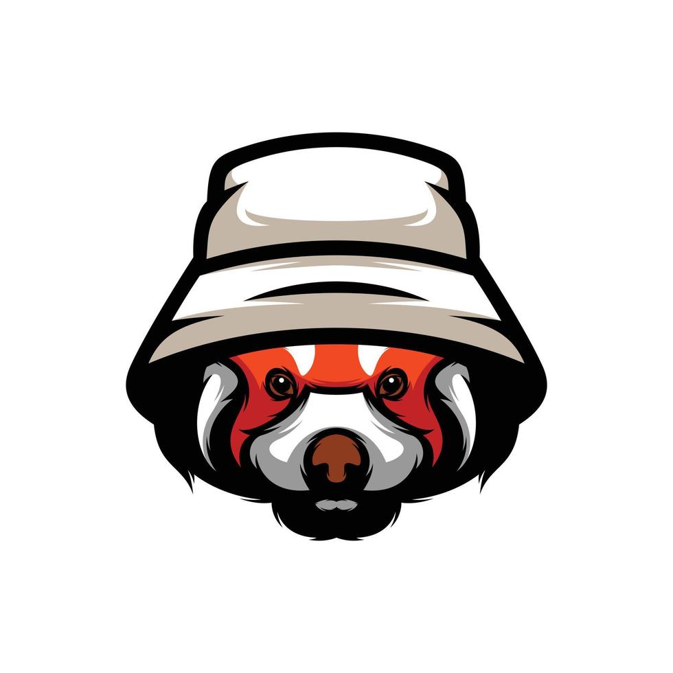 rojo panda sombrero de copa mascota diseño vector