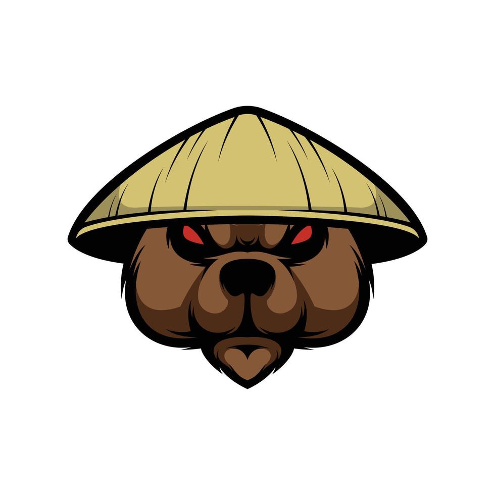 Bear Farmerhat Mascot Design Vector