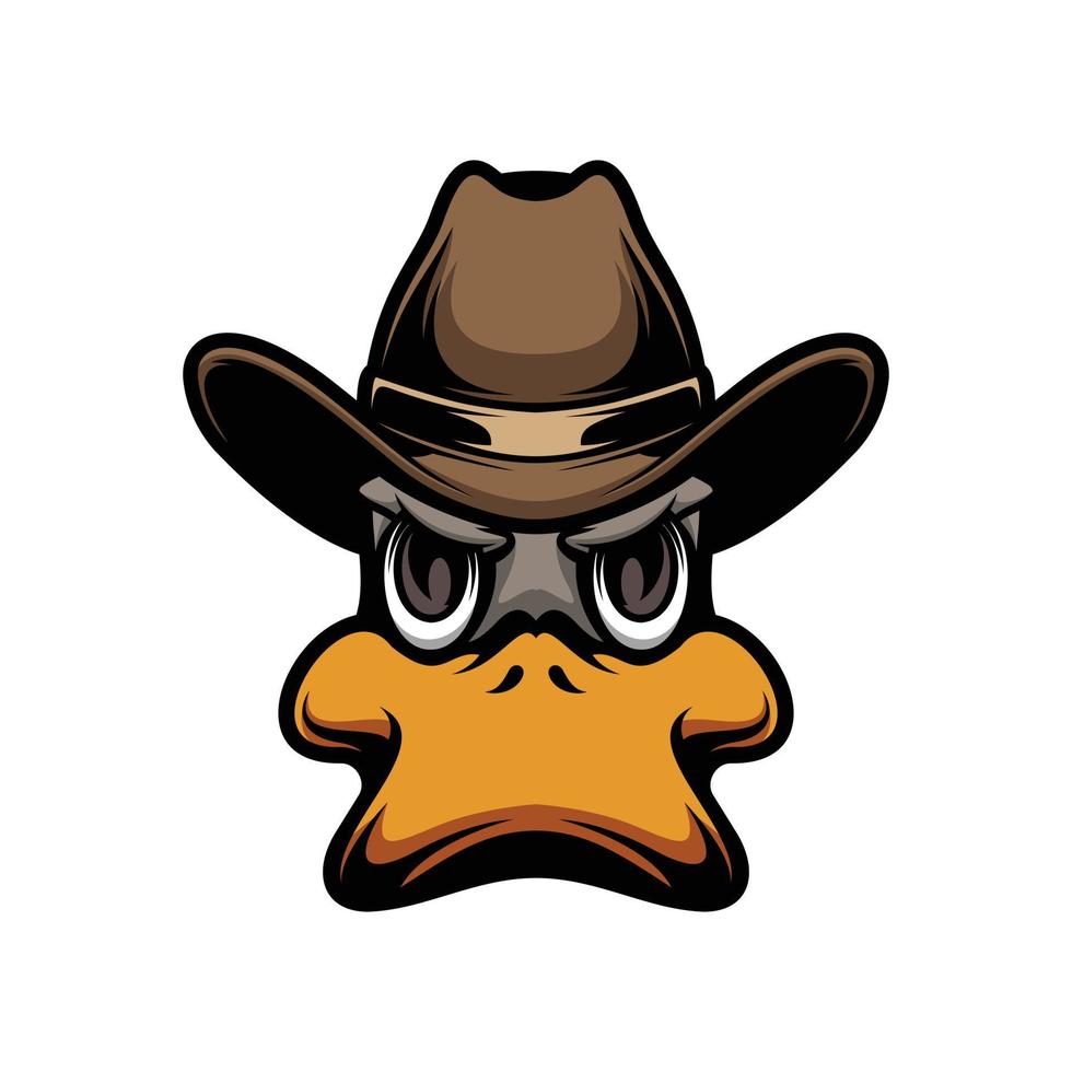 Pato vaquero mascota logo diseño vector