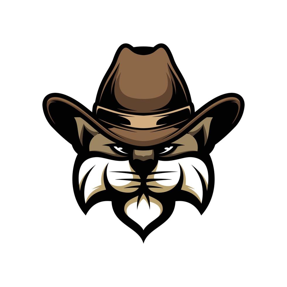 Cat Cowboy Mascot Logo Design vector