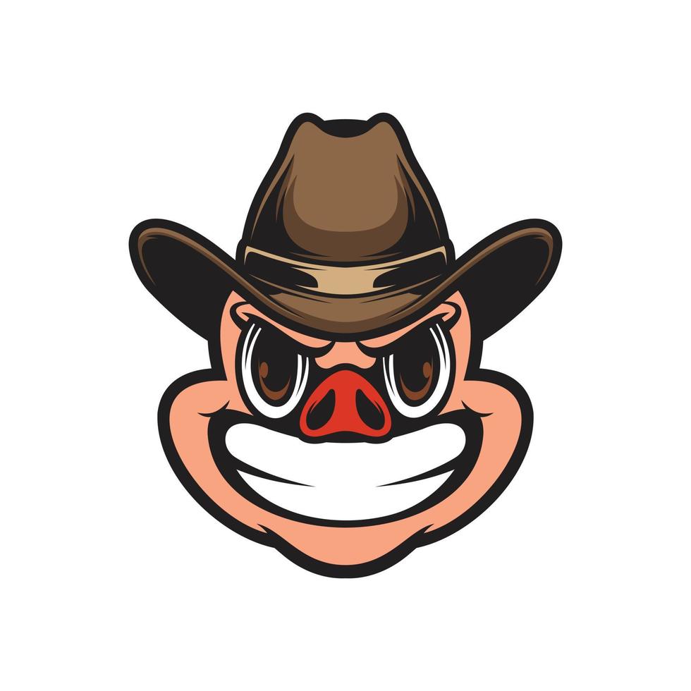 Pig Cowboy Mascot Design Vector