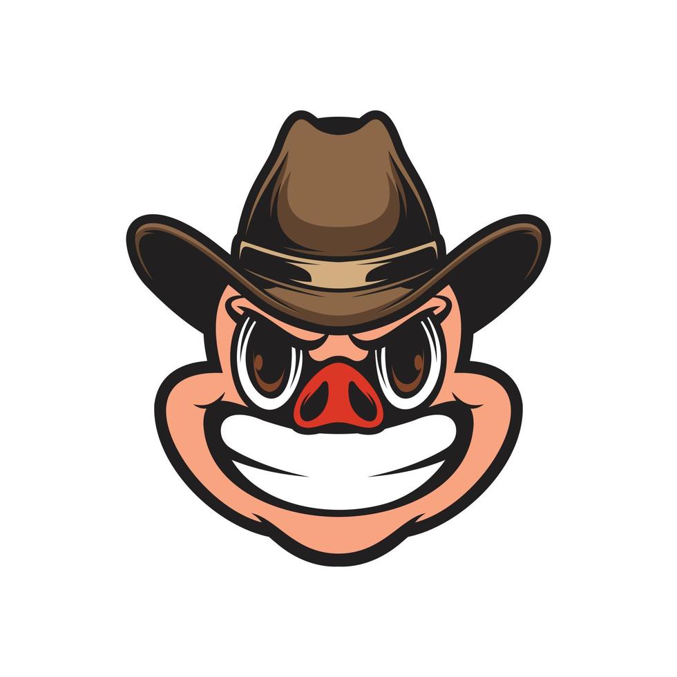 Pig Cowboy Mascot Design Vector