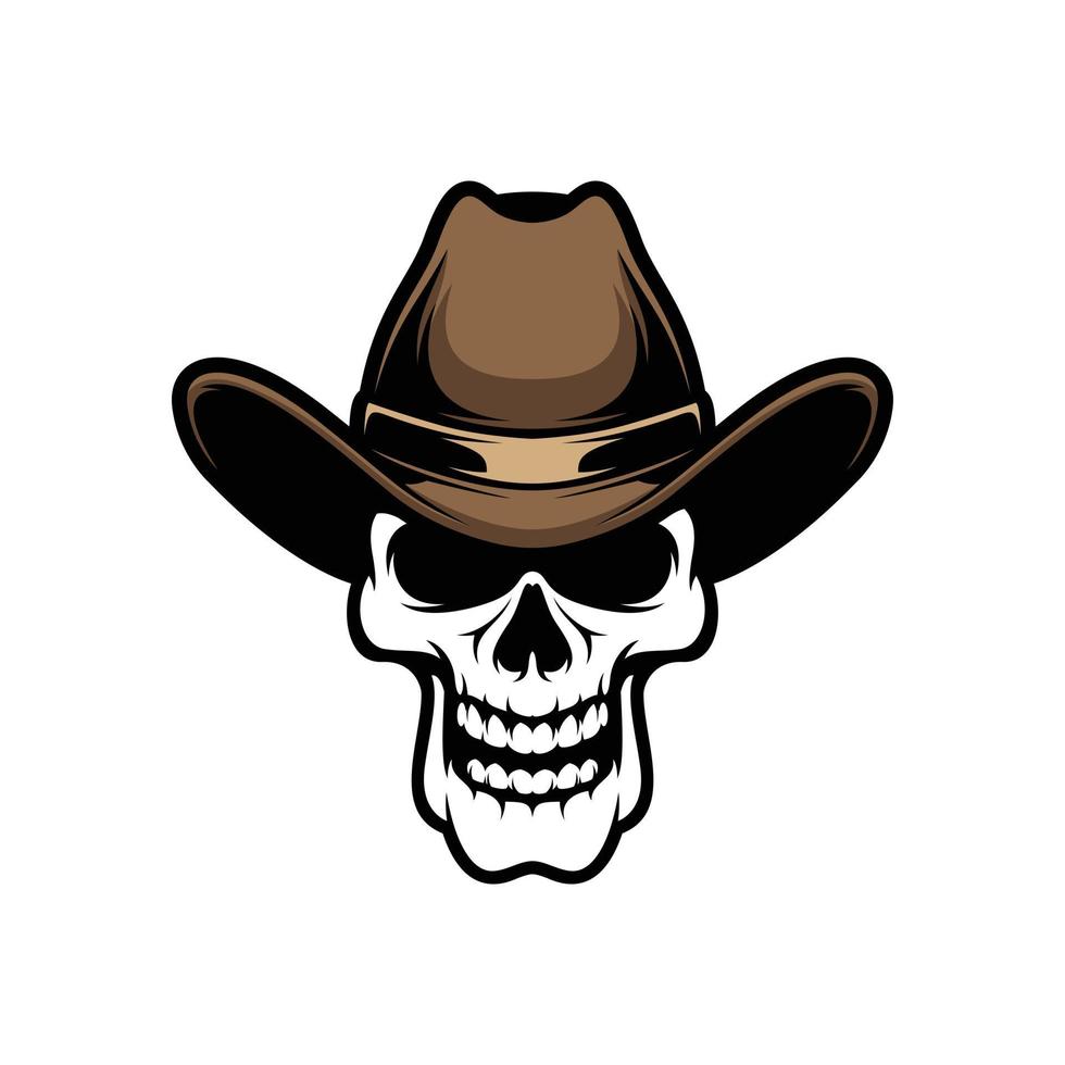 Skull Cowboy Logo Design Vector