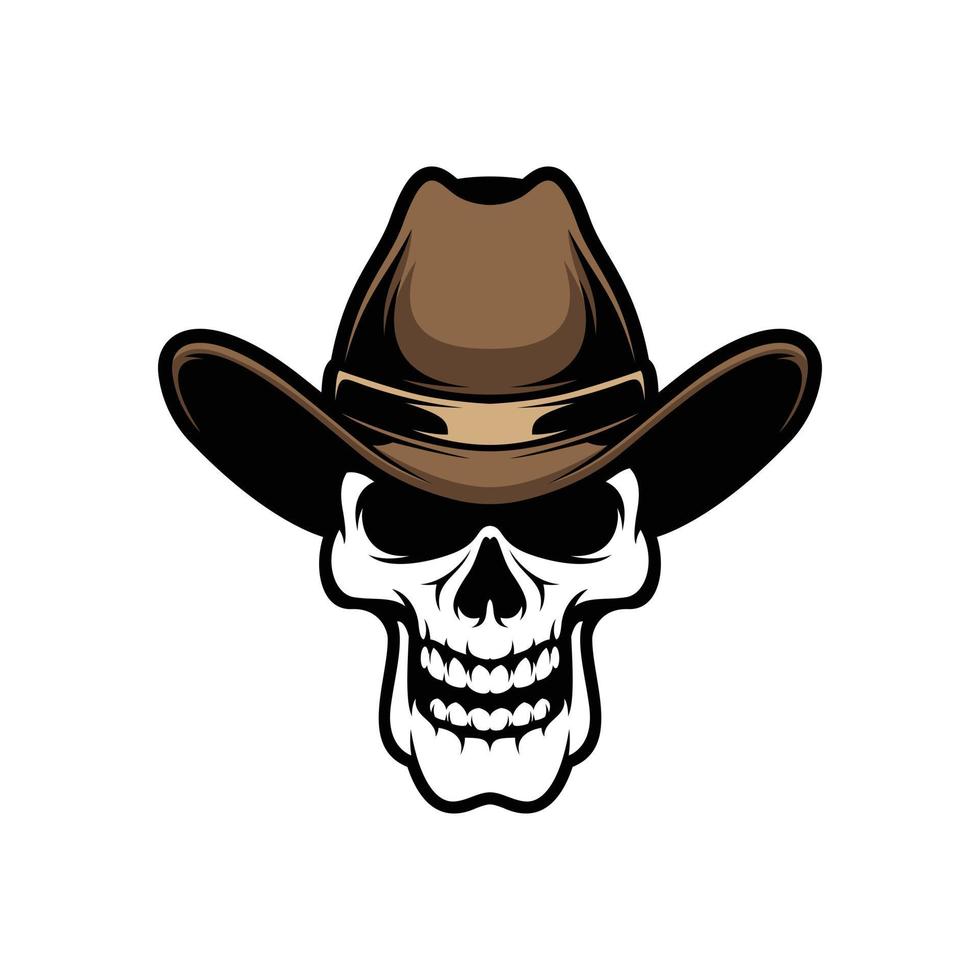 Skull Cowboy Logo Design Vector