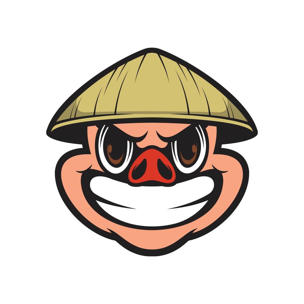 Pig Farmerhat Mascot Design Vector