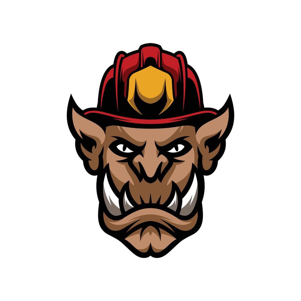 Ogre Firefighter Mascot Logo Design vector