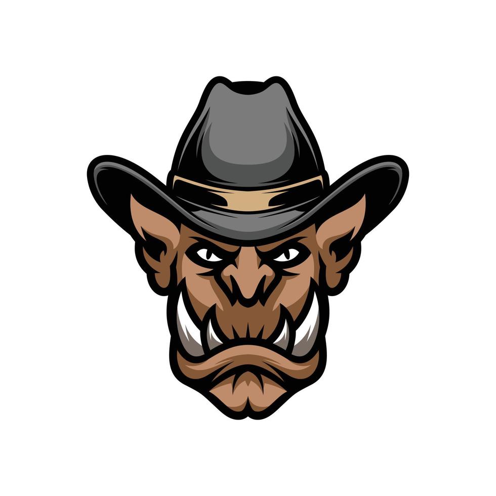 Ogre Cowboy Mascot Logo Design vector