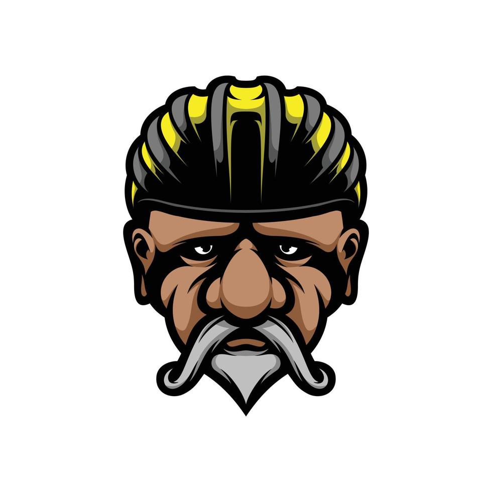 Old Bicycle Helmet Mascot Logo Design Vector