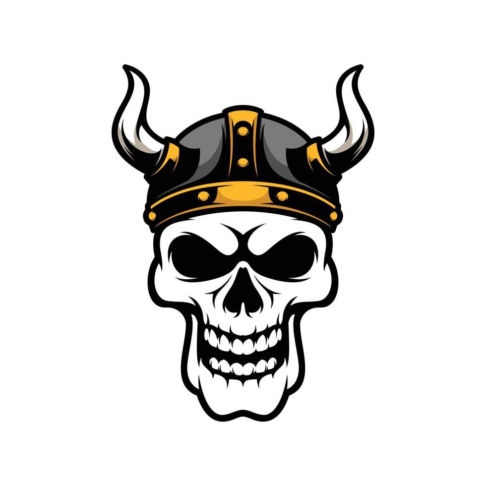 Skull Viking Logo Design Vector