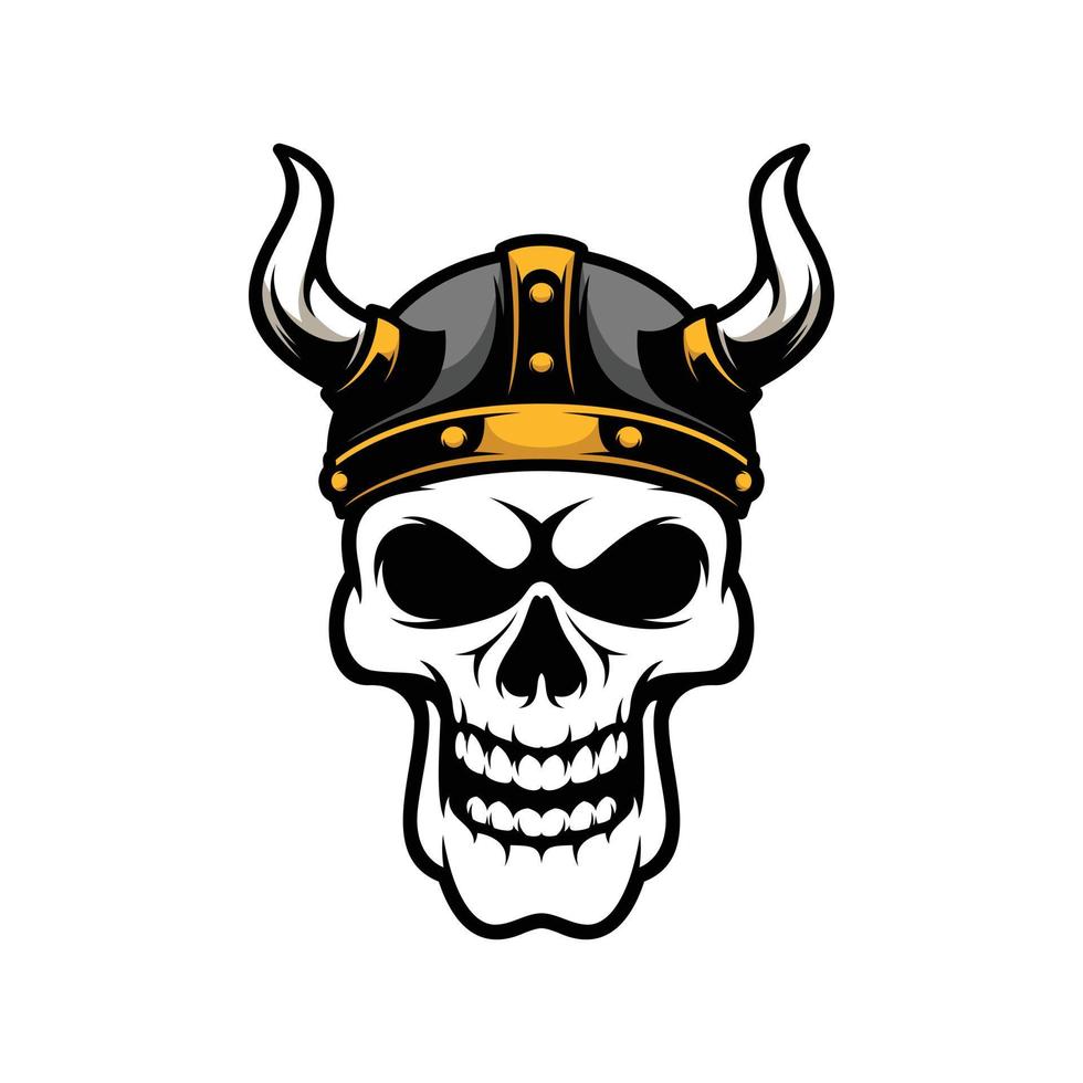 cráneo vikingo logo diseño vector