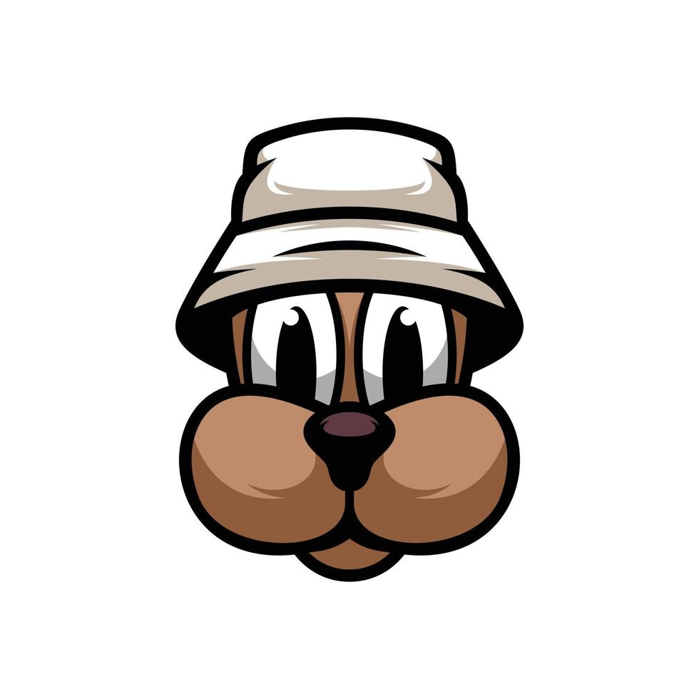 Dog Buckethat Mascot Design Vector