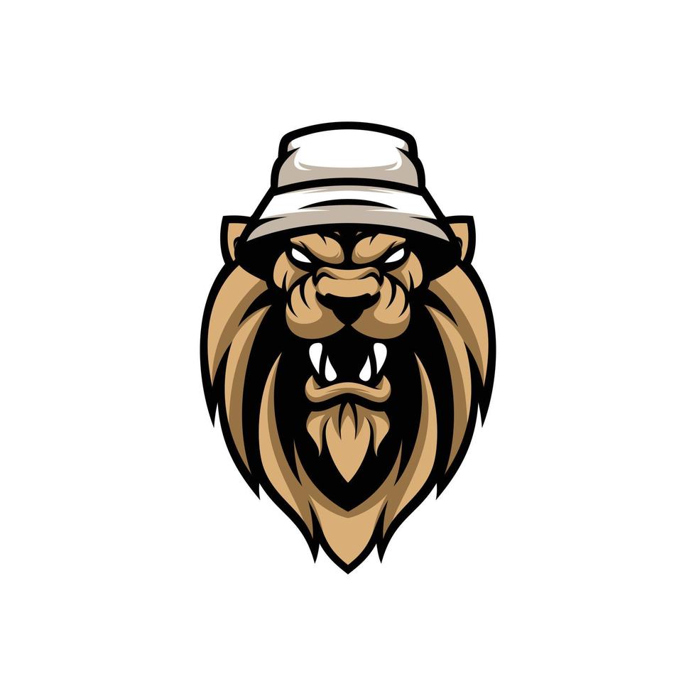 león sombrero de copa mascota logo diseño vector