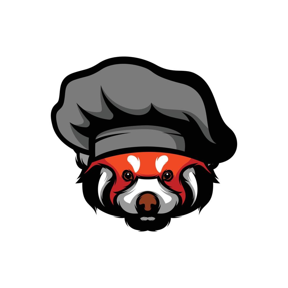 rojo panda cocinero mascota diseño vector