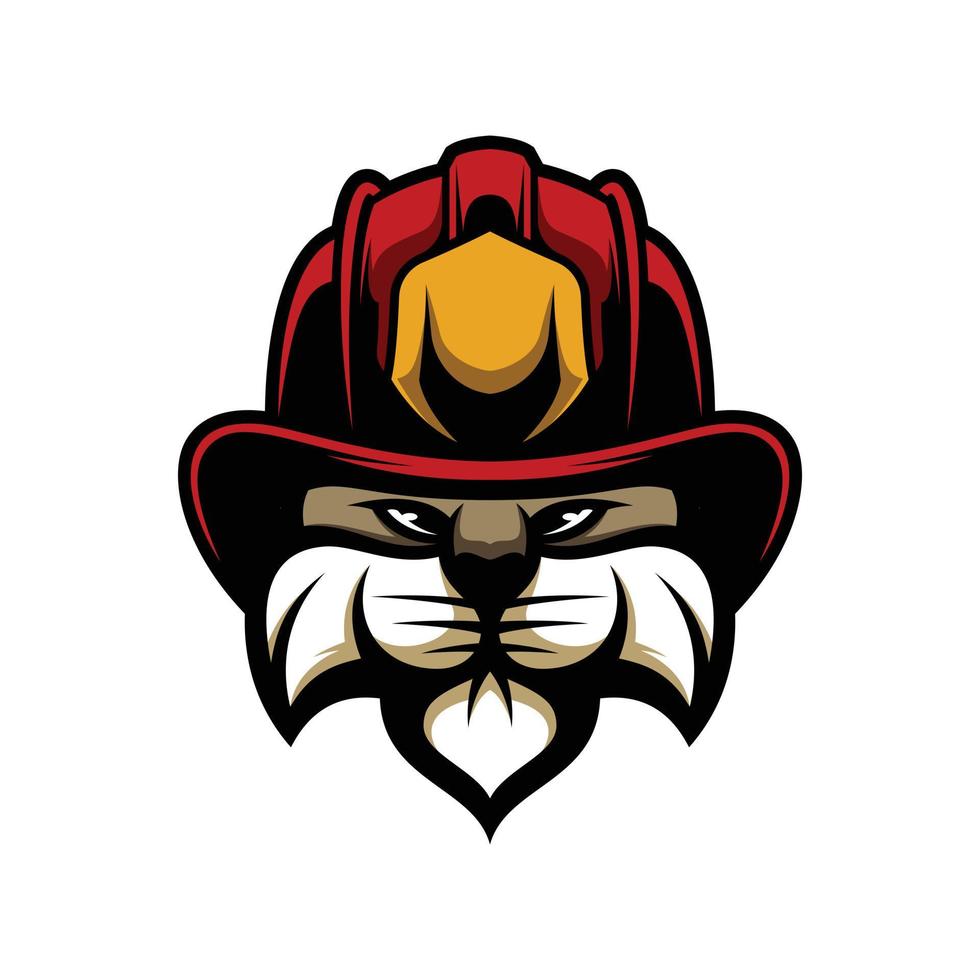 Cat Firefighter Mascot Logo Design vector