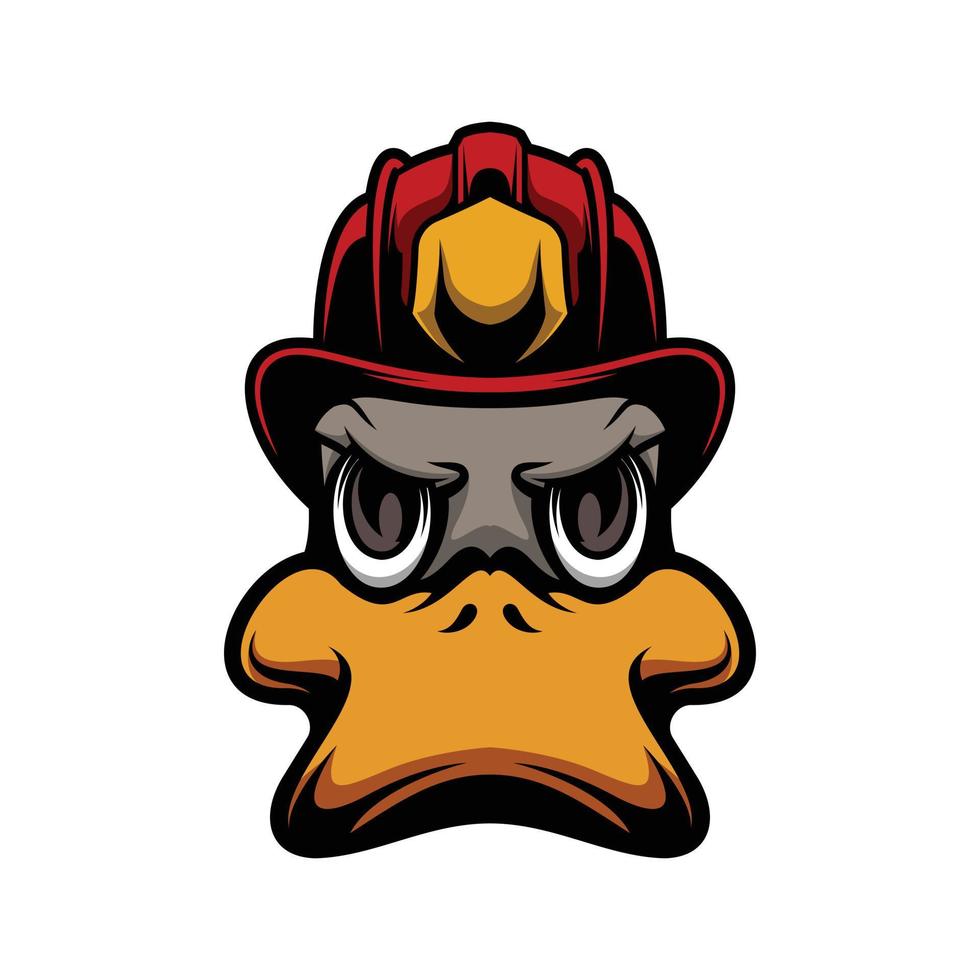 Pato bombero mascota logo diseño vector