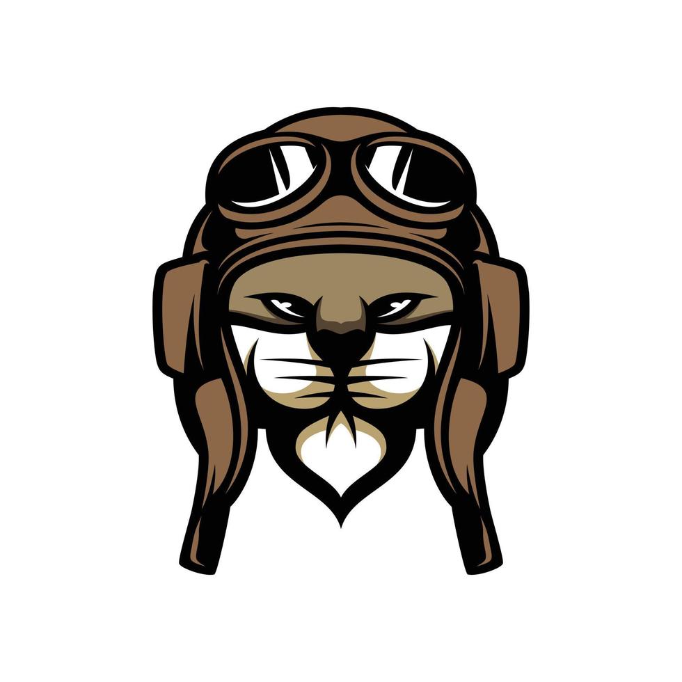 gato piloto mascota logo diseño vector