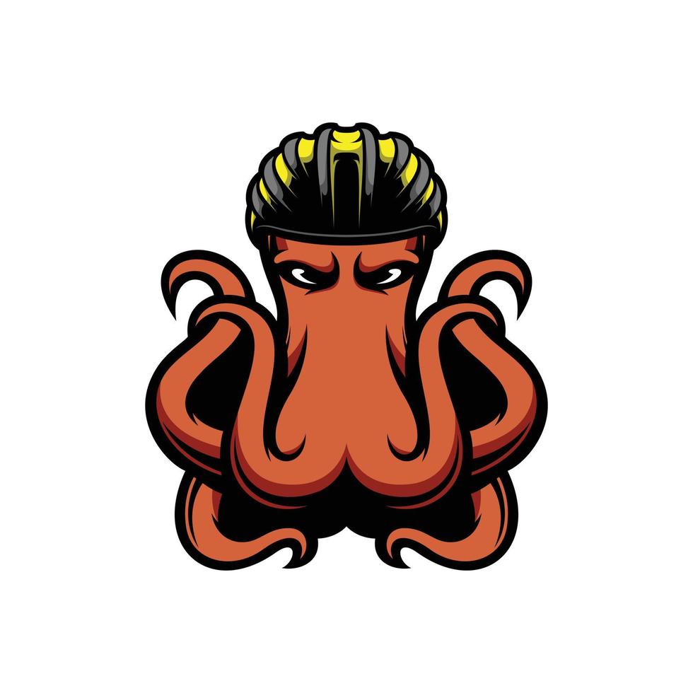 pulpo bicicleta casco mascota logo diseño vector