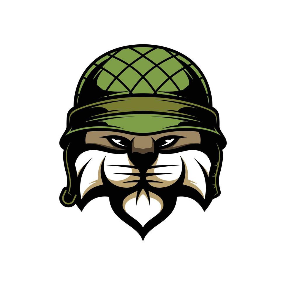 gato soldado mascota logo diseño vector