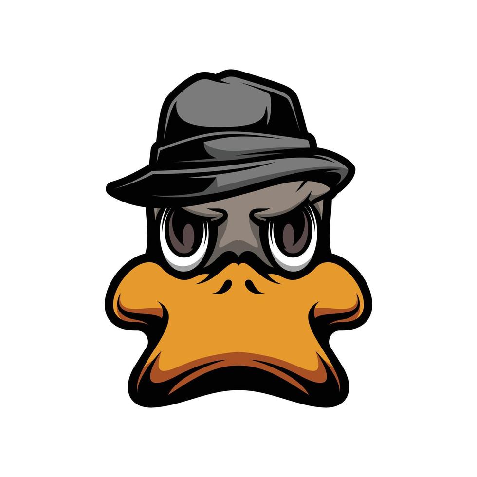 Pato fedora mascota logo diseño vector