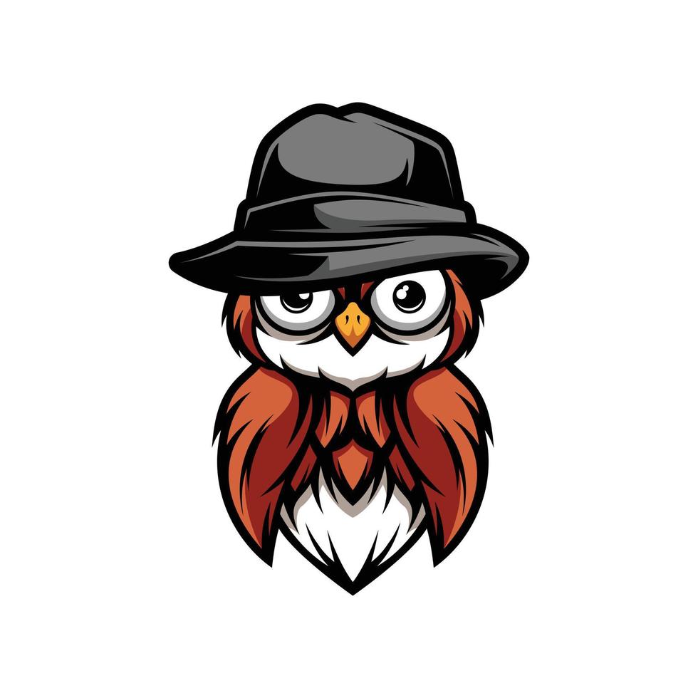 Owl Fedorahat Mascot Design Vector