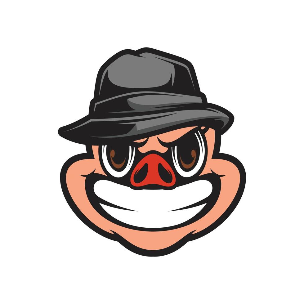Pig Fedora Mascot Design Vector