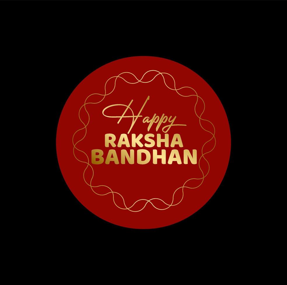 Happy Raksha Bandhan in golden text on red round. Raksha Bandhan sticker. vector