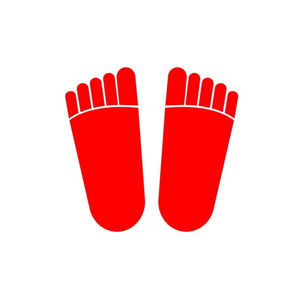 Red foot print icon. Man foot print symbol. vector