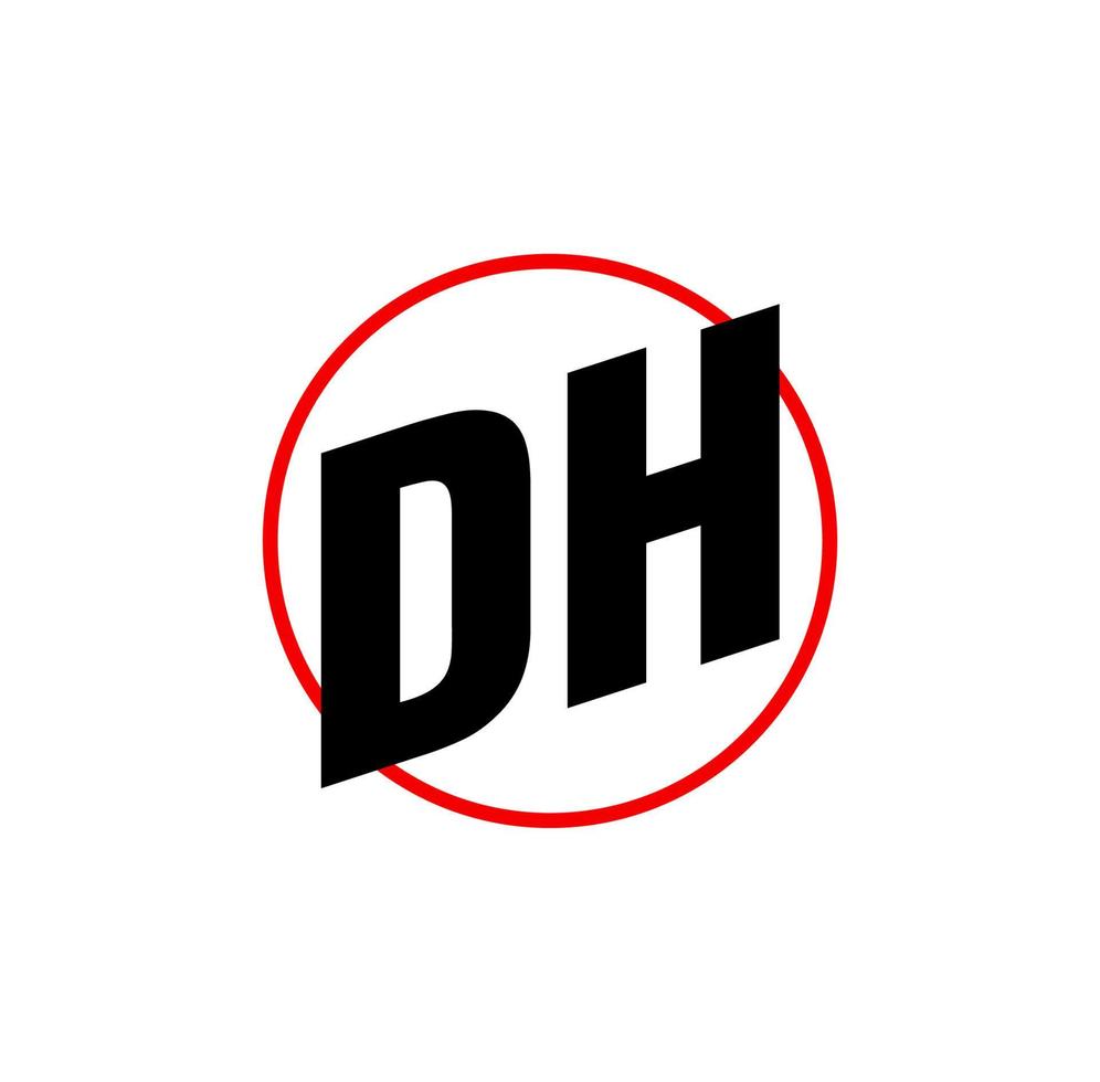 DH letters icon. DH in red round company initial letters. vector